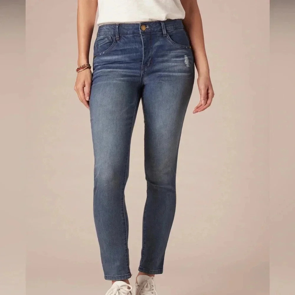 Democracy Ab"solution® High Rise Ankle Length Blue Stretch Denim Skinny size 4